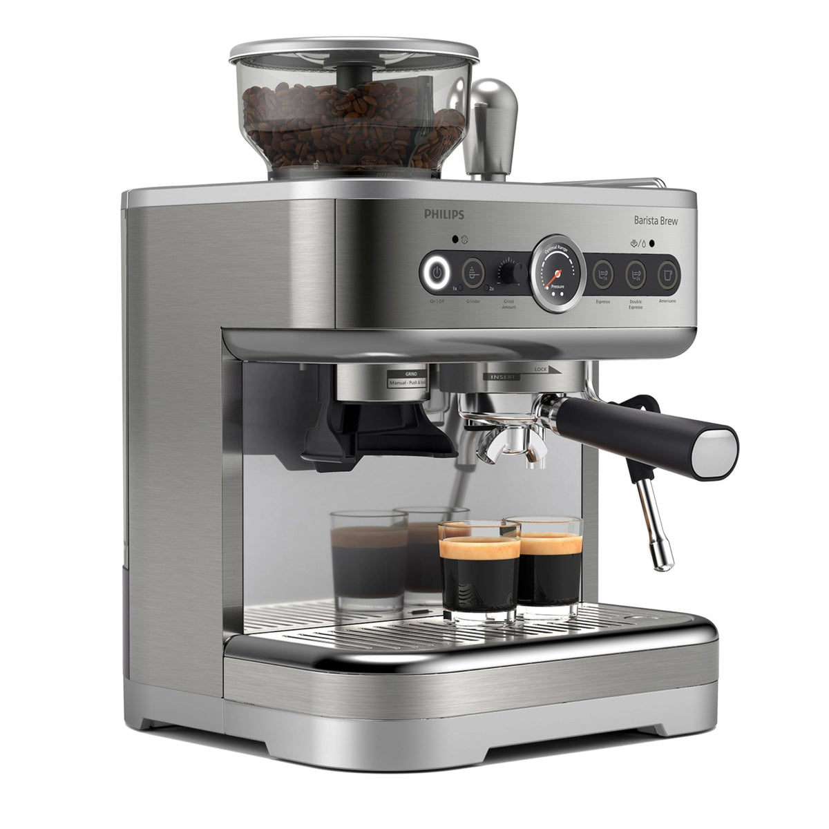 Philips Barista Brew — semi-automatic espresso machine with dual bean hoppers